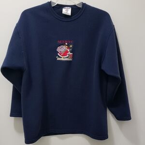 Navy Blue Embroidered Believe Sweatshirt